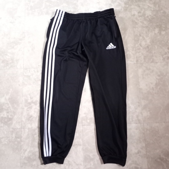 ADIDAS Ankle zip track pants black and white size large with zip pockets - Picture 1 of 4